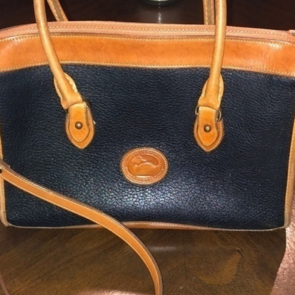 Dooney & Bourke Vintage Black & Brown Genuine Leather Shoulder Purse Handbag